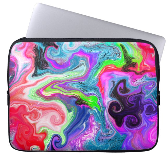 White Marble River Colourful Marble Art   Laptop Sleeve (Front)