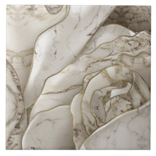 White Marble Rose Abstract Ceramic Tile