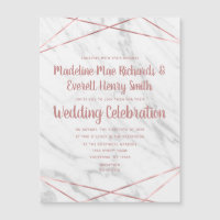 White Marble Rose Gold Magnetic Wedding Invitation