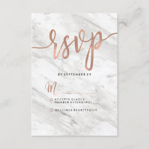 White Marble & Rose Gold Modern Wedding RSVP