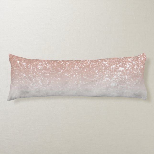 White Marble Rose Gold Ombre Glitter Glam #1 Body Cushion (Front)