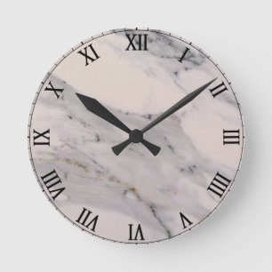 White Marble Round Clock