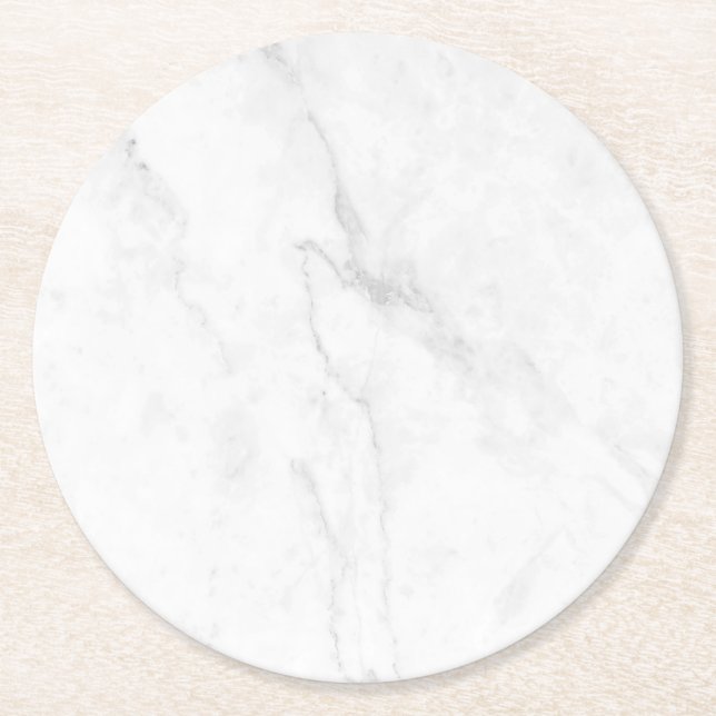  White Marble Round Paper Coaster (Front)