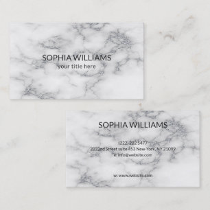 White Marble Silver Glitter Business Card