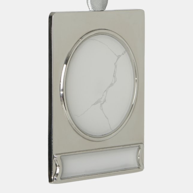 White Marble  Silver Plated Banner Ornament (Right)