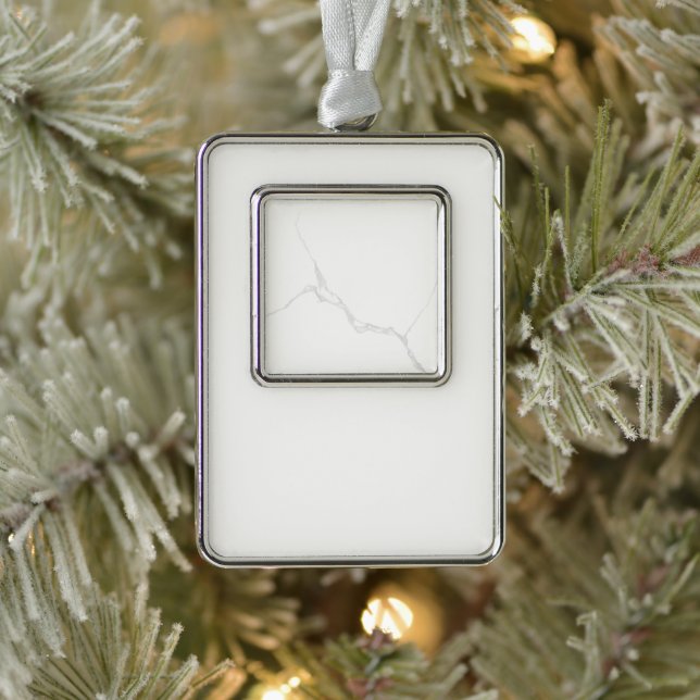 White Marble  Silver Plated Framed Ornament (Tree)