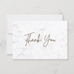 White Marble Simple Thank You Card