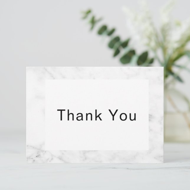 White Marble Simple  Thank You Card (Standing Front)