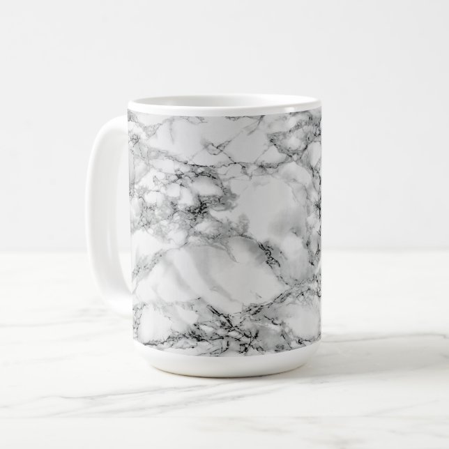 White Marble Stone Coffee Mug - Modern (Front Left)