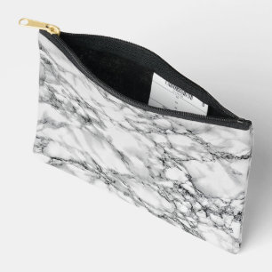 White Marble Stone Design Accessory Pouch