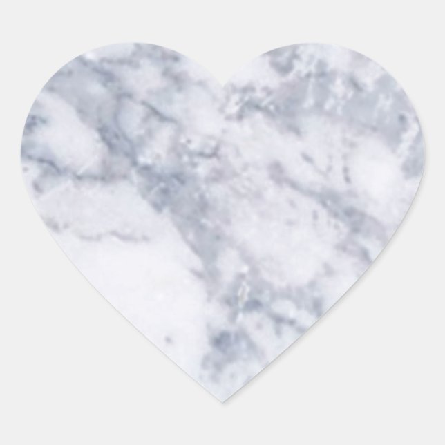 White Marble Stone Grain/Texture Heart Sticker (Front)