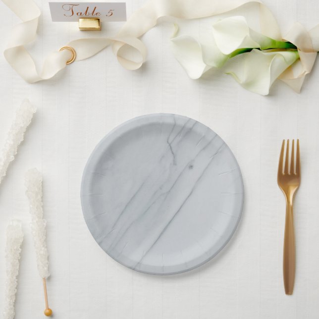 White marble Stone Paper Plate (Wedding)