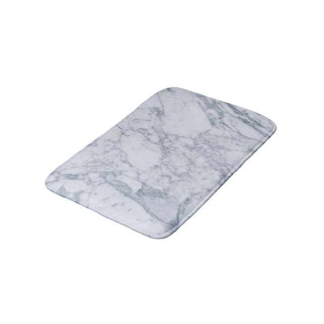 White Marble Stone Texture Print Bath Mat (Angled)