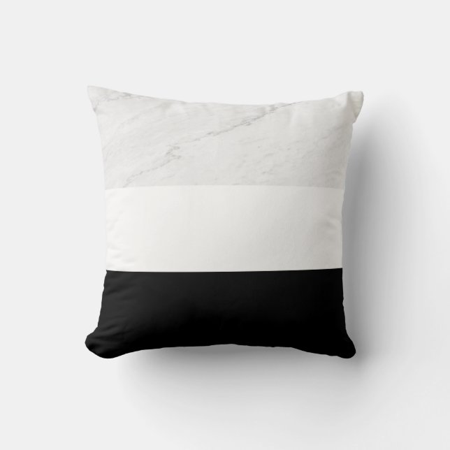 White marble texture black and white background cushion (Front)