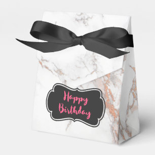 White Marble Texture Happy Birthday Favour Box