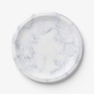 White Marble Texture Paper Plate