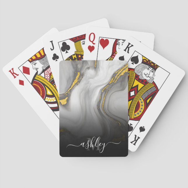 White Marble Texture Playing Cards (Back)
