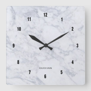 White Marble Texture Square Wall Clock