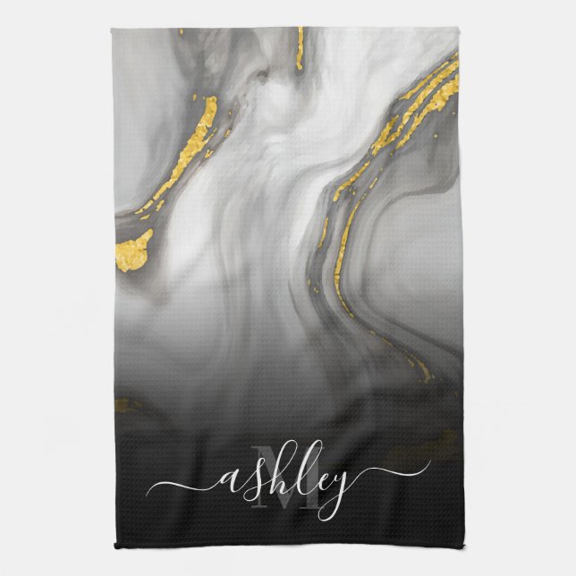 White Marble Texture Tea Towel (Vertical)