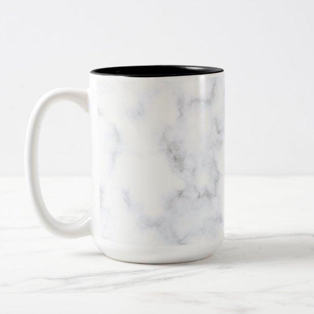 White Marble Texture Two-Tone Coffee Mug (Left)