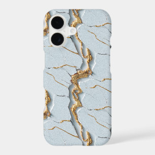 White Marble Texture with Cracked Gold Veins