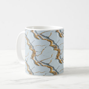 White Marble Texture with Cracked Gold Veins Coffee Mug