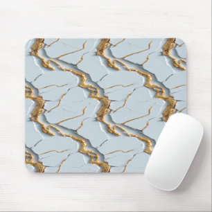 White Marble Texture with Cracked Gold Veins Mouse Pad