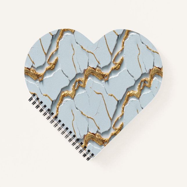 White Marble Texture with Cracked Gold Veins Notebook (Front)