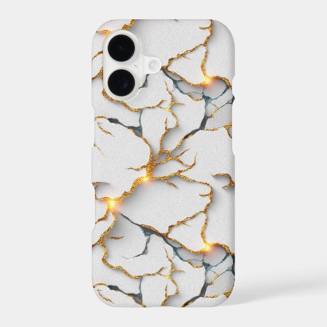 White Marble Texture with Glowing Gold Veins (Back)