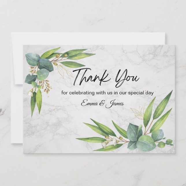 White Marble  Thank You Card (Front)