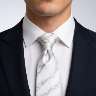 White Marble Tie | Elegant Carrara Stone