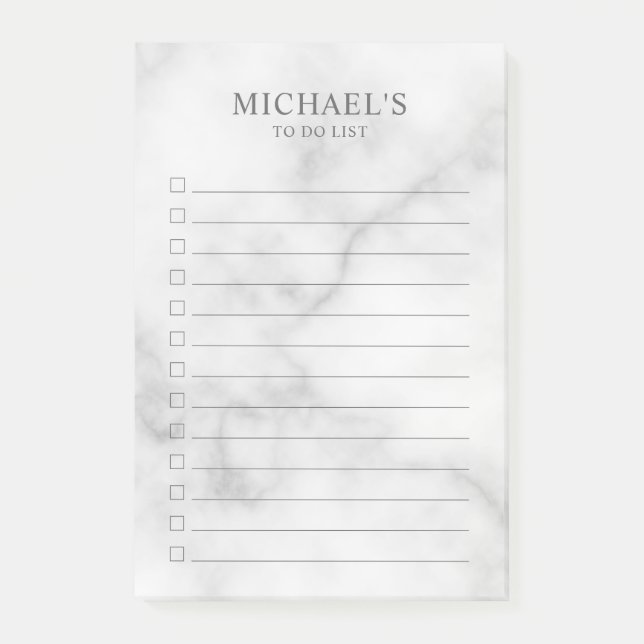 White Marble To Do List Post-it Notes (Front)