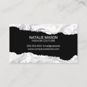 White Marble Torn Effect Business Card
