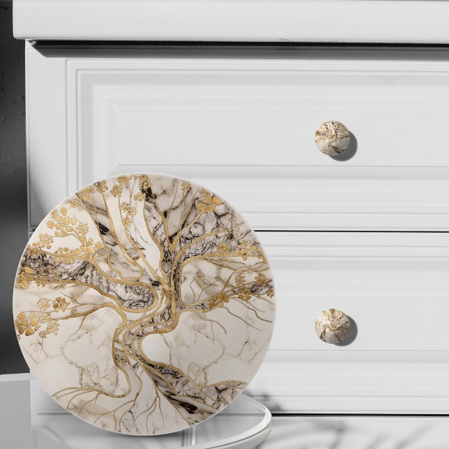 White Marble Tree of Life Abstract Ceramic Knob (Creator Uploaded)