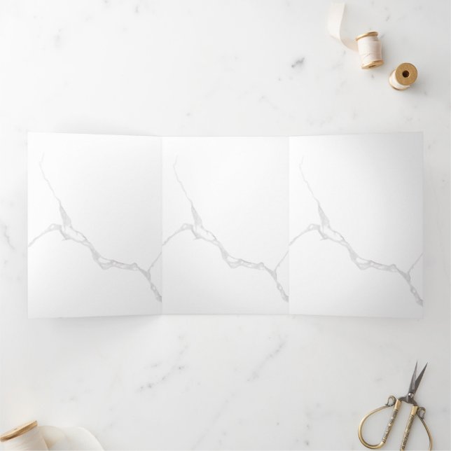 White Marble  Tri-Fold Holiday Card (Inside)