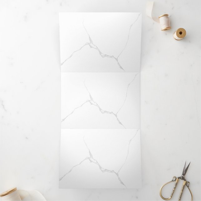 White Marble  Tri-Fold Holiday Card (Inside)