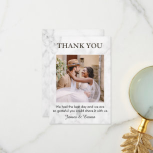 White Marble Wedding Thank You Card