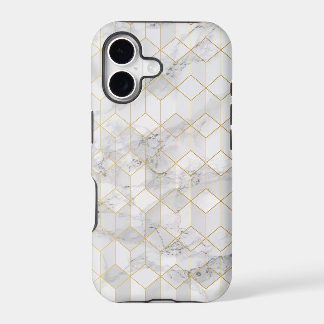 White Marble with Gold Cube Pattern (Back)