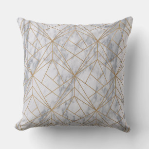 white marble with gold inlay cushion