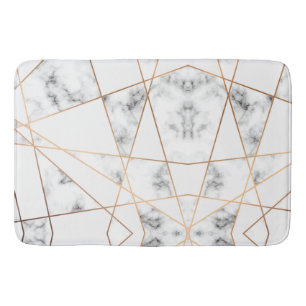 White Marble with Gold Lines Pretty Bath Mat