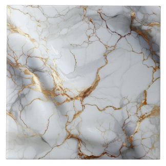 White marble with gold veins, small relief effect ceramic tile