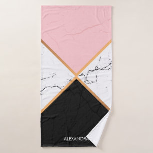 White Marble With Golden Lines Bath Towel Set