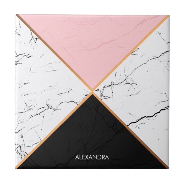 White Marble With Golden  Lines Ceramic Tile (Front)