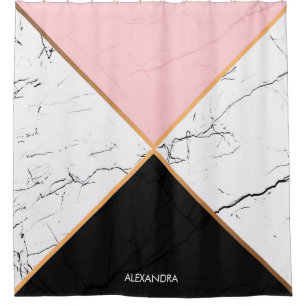 White Marble With Golden Lines Shower Curtain