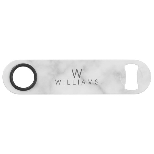 White Marble with Personalised Monogram and Name (Front (Horizontal))
