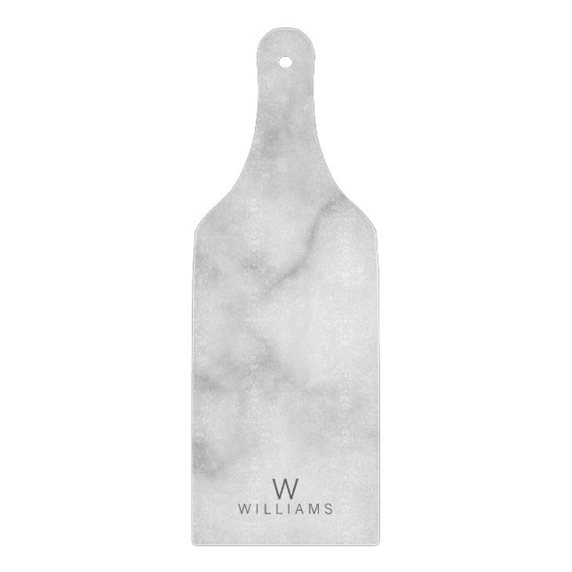 White Marble with Personalised Monogram and Name Cutting Board (Front)
