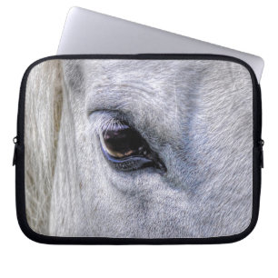 White Mare Horse's Eye Animal-lover Photo Laptop Sleeve