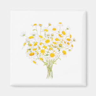 white Margaret daisy watercolor and ink bouquet Magnet
