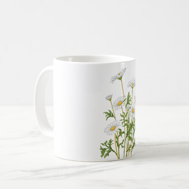 White Marguerite Daisy Coffee Mug (Front Left)