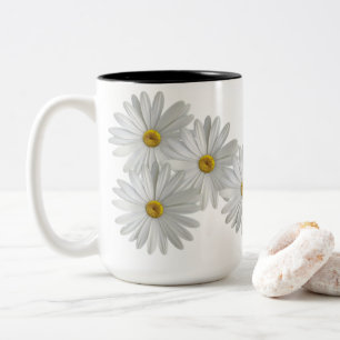 White Marguerite Daisy Flowers Two-Tone Coffee Mug